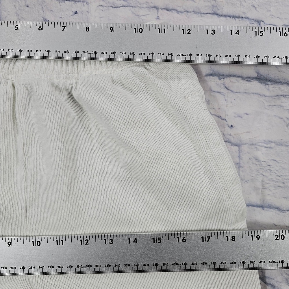 Adidas Joggers Women XS Off-White Ribbed Knit Elastic Waist Sweatpants Sporty - Picture 4 of 14